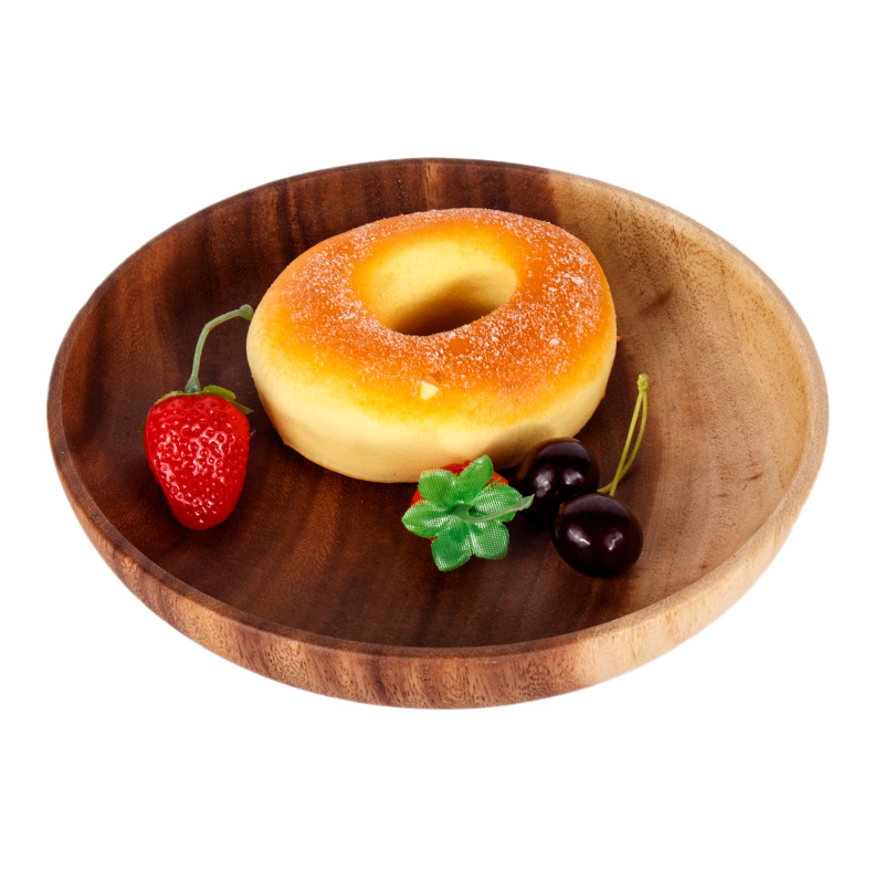 Wood Round Shallow Bowl