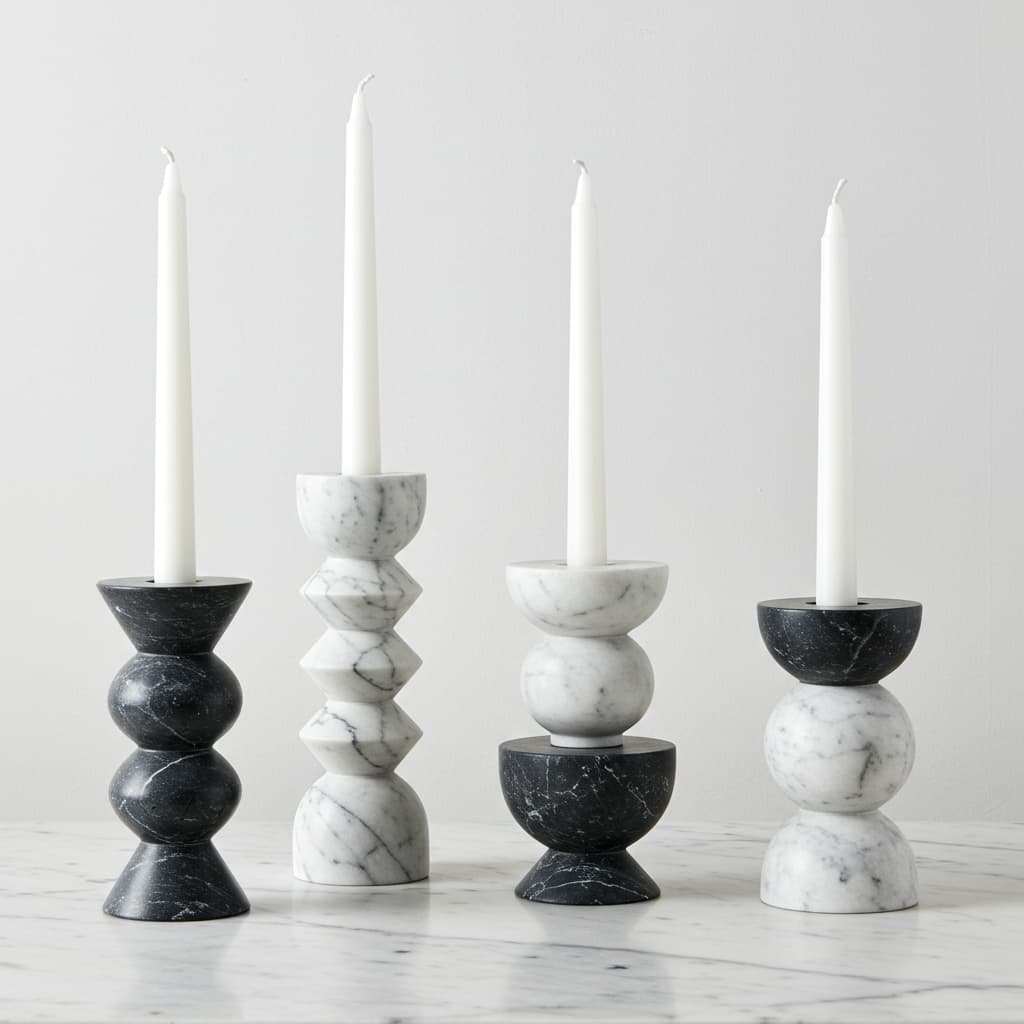 Black Marble Candle Holder