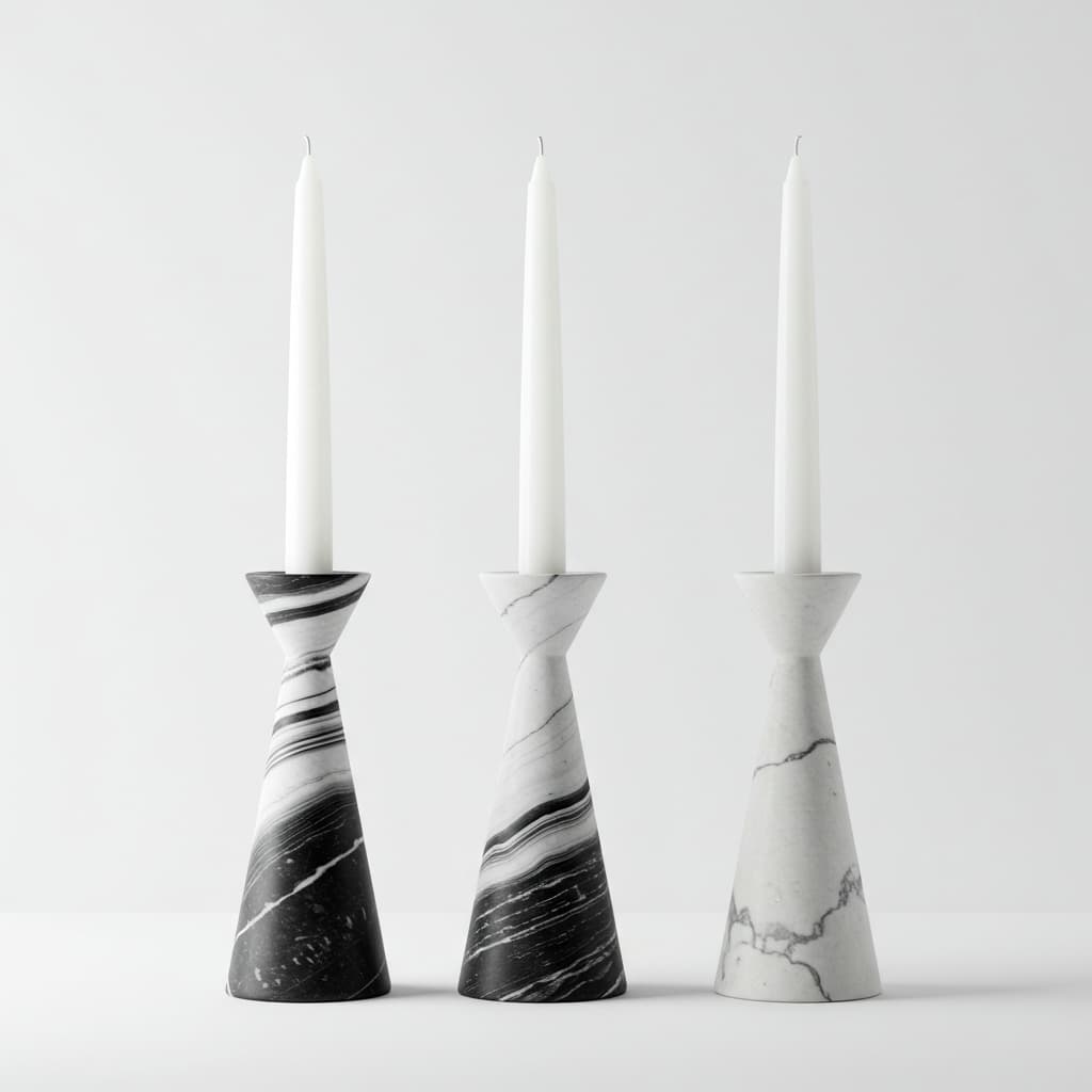 White Marble Candle Vessels