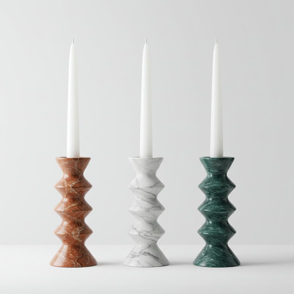Grey Marble Candle Holder