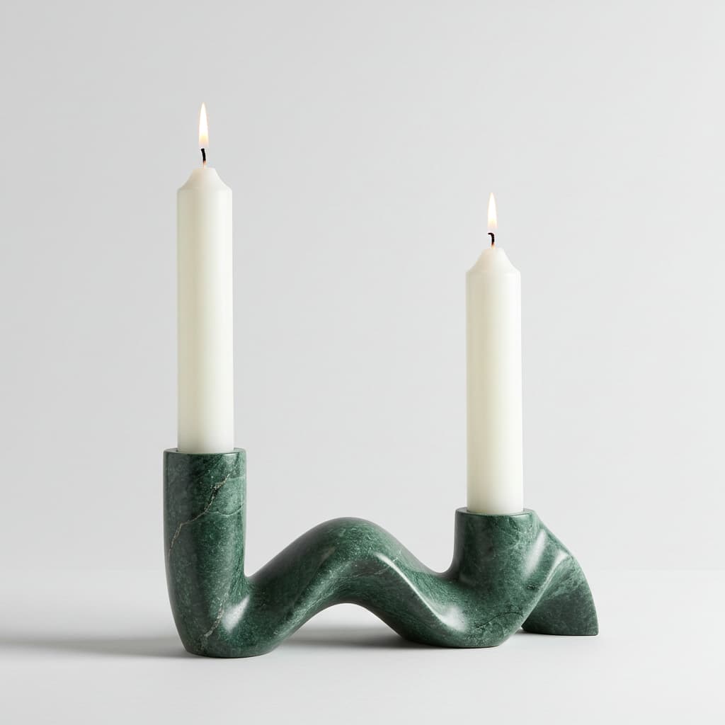 Green Marble Candle Holder