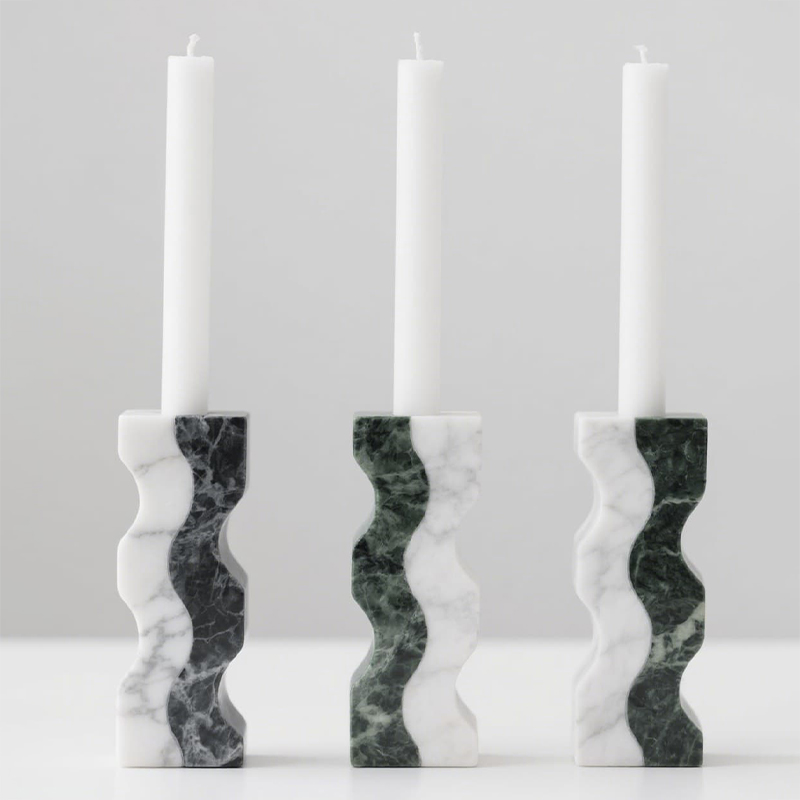 Black Marble Candle Holder 
