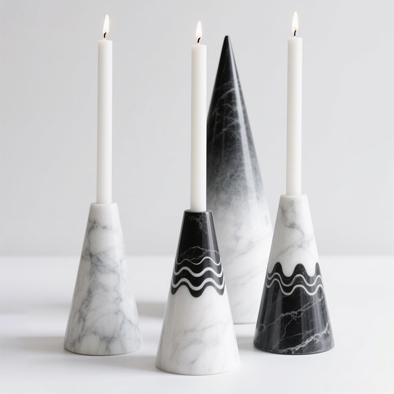 Marble Pillar Candle Holders