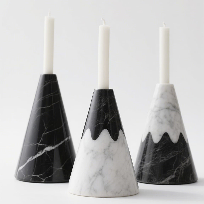 White Marble Taper Candle Holder