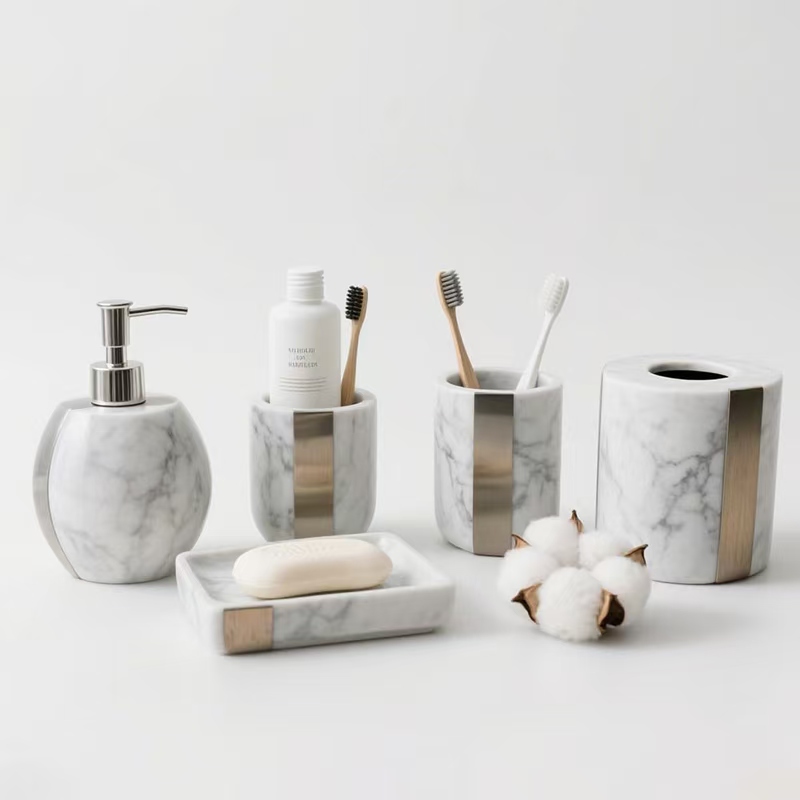 Black Marble Bathroom Accessories Set