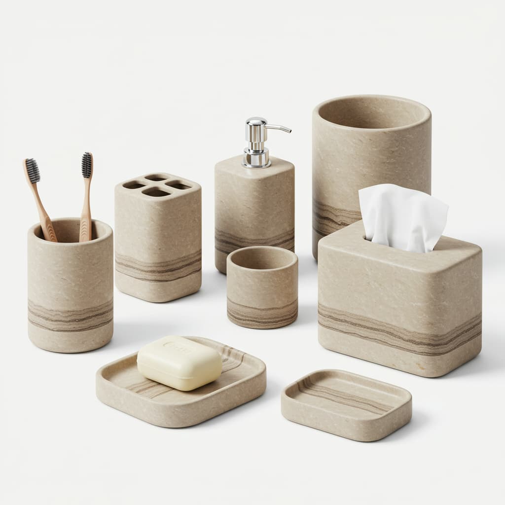 Beige Marble Bathroom Accessories