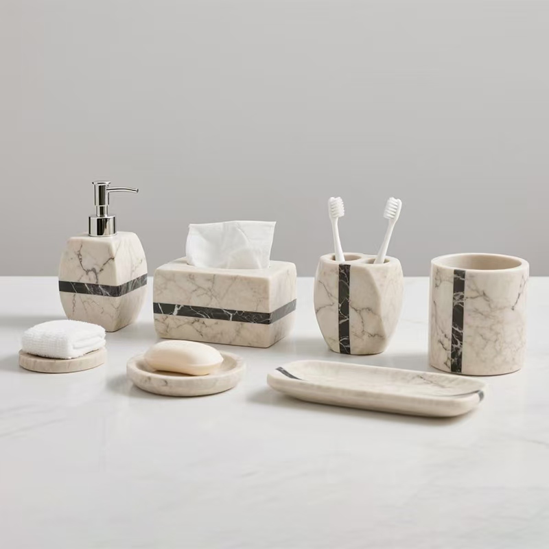 Black Marble Bathroom Accessories Set
