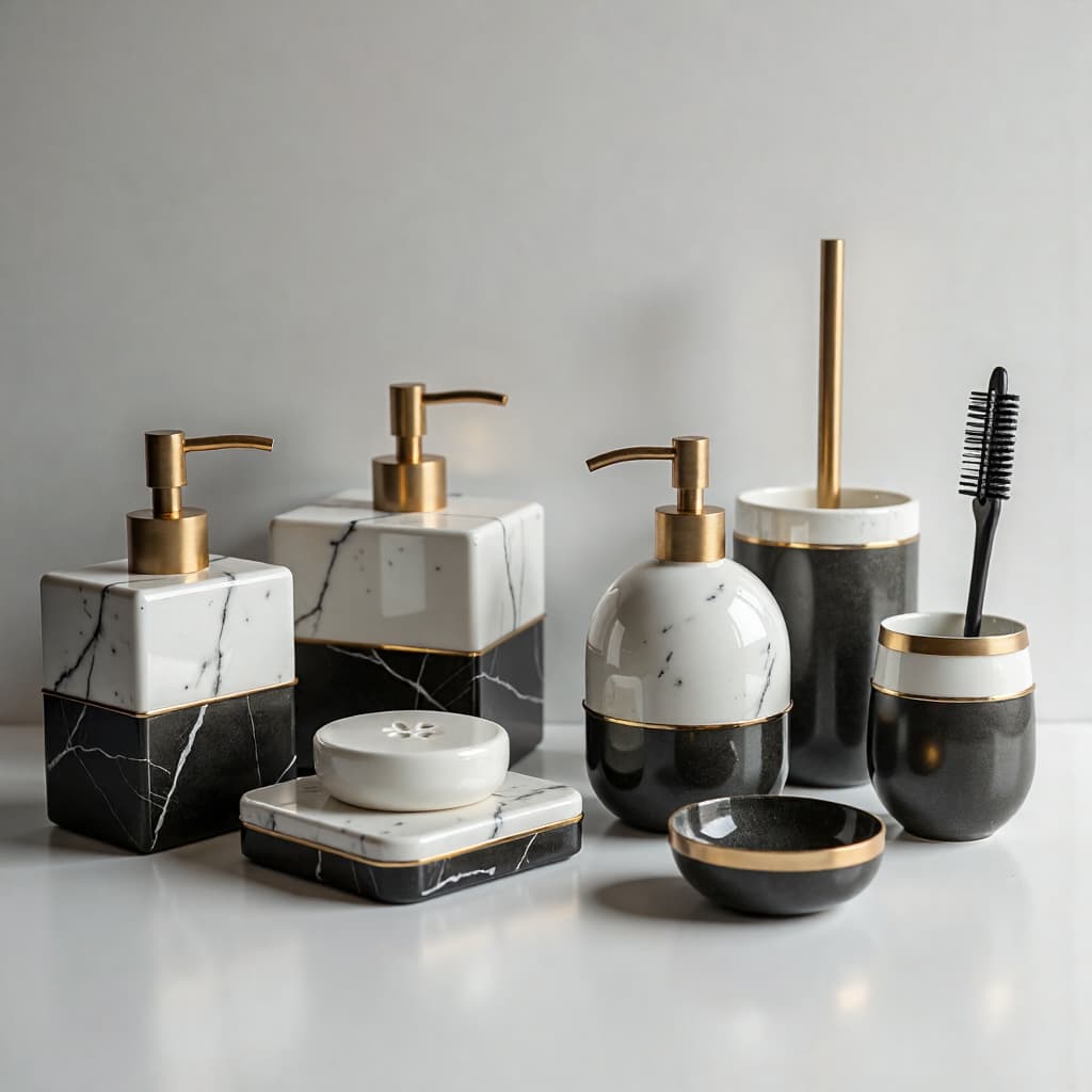 Black Marble Bathroom Accessories Set