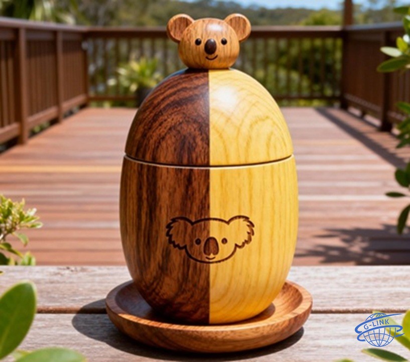 جرة توابل مصنوعة يدويًا من الخشب الممزوج - لونان